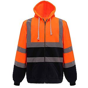 Yoko Hi-Vis Zip Hoodie - Orange/Navy