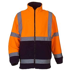 Yoko Hi-Vis Heavyweight Fleece Jacket - Orange/Navy