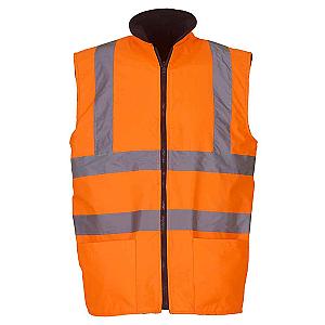 Yoko Hi-Vis Reversible Fleece Bodywarmer - Orange