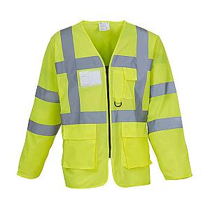Yoko Hi-Vis Executive Long Sleeve Waistcoat - Yellow