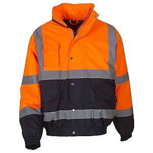 Yoko Hi-Vis Two Tone Bomber Jacket - Orange/Navy