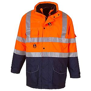 Yoko Hi-Vis Multi-Function 7-in-1 Jacket - Orange/Navy