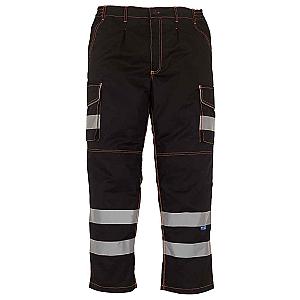Yoko Hi-Vis Cargo Trousers with Knee Pad Pockets - Black