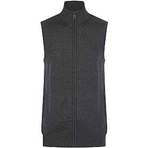 Henbury Sleeveless Zip Through Jumper - Grey Marl