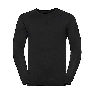Russell Collection Cotton Acrylic V Neck Sweater - Black