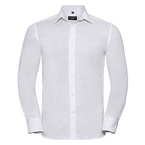 Russell Collection Long Sleeve Tailored Oxford Shirt - White