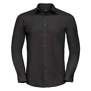 Russell Collection Long Sleeve Tailored Poplin Shirt - Black