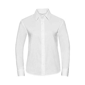 Russell Collection Ladies Long Sleeve Easy Care Oxford Shirt - White