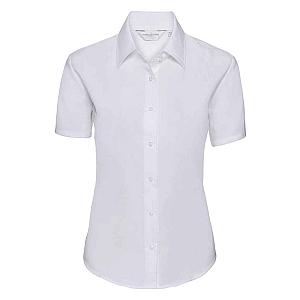 Russell Collection Ladies Short Sleeve Easy Care Oxford Shirt - White