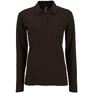 SOL'S Ladies Perfect Long Sleeve Piqué Polo Shirt - Black