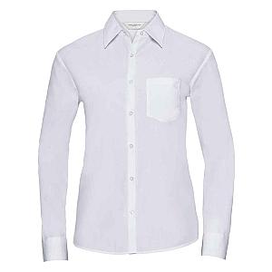 Russell Collection Ladies Long Sleeve Easy Care Poplin Shirt - White