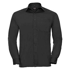 Russell Collection Long Sleeve Easy Care Poplin Shirt - Black