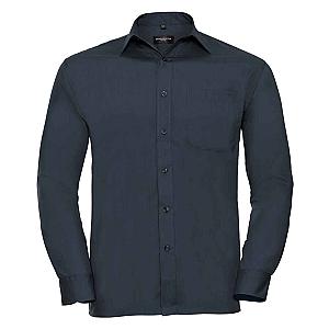 Russell Collection Long Sleeve Easy Care Poplin Shirt - French Navy