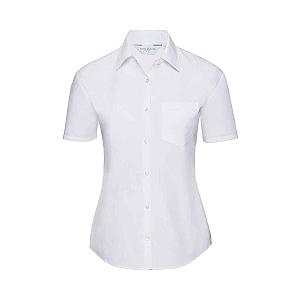 Russell Collection Ladies Short Sleeve Easy Care Poplin Shirt - White