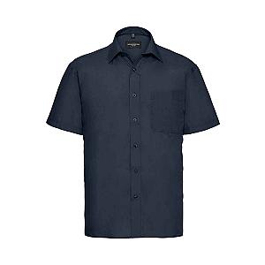 Russell Collection Short Sleeve Easy Care Poplin Shirt - French Navy