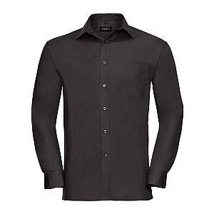 Russell Collection Long Sleeve Easy Care Cotton Poplin Shirt - Black