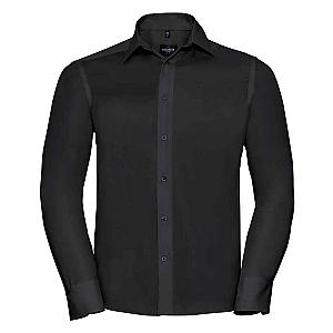 Russell Collection Long Sleeve Tailored Ultimate Non-Iron Shirt - Black