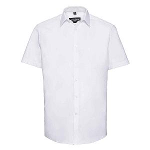 Russell Collection Short Sleeve Herringbone Shirt - White