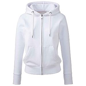 Anthem Ladies Organic Full Zip Hoodie - White