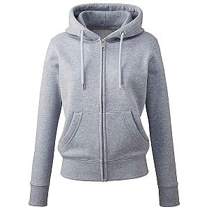 Anthem Ladies Organic Full Zip Hoodie - Grey Marl