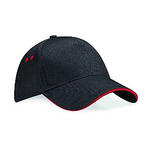 Beechfield Ultimate 5 Panel Cap with Sandwich Peak - Black/Classic Red