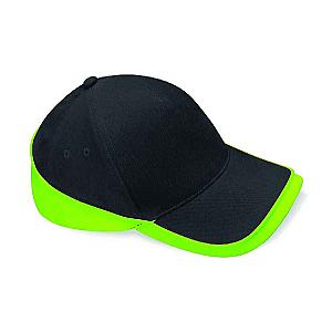 Beechfield Teamwear Competition Cap - Black/Lime Green