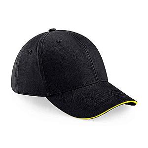 Beechfield Athleisure 6 Panel Cap - Black/Yellow