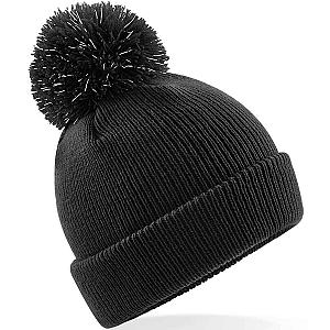 Beechfield Kids Reflective Bobble Beanie - Black