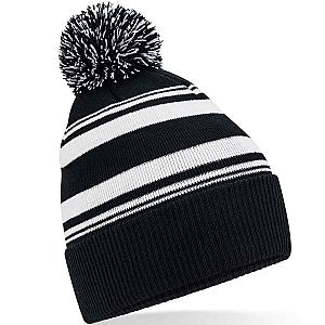 Beechfield Striped Fan Beanie - Black/White