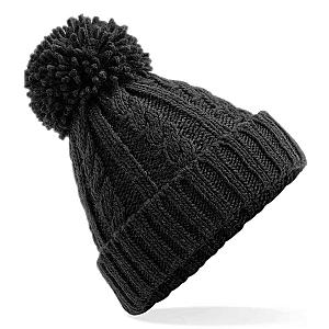 Beechfield Cable Knit Melange Beanie - Black